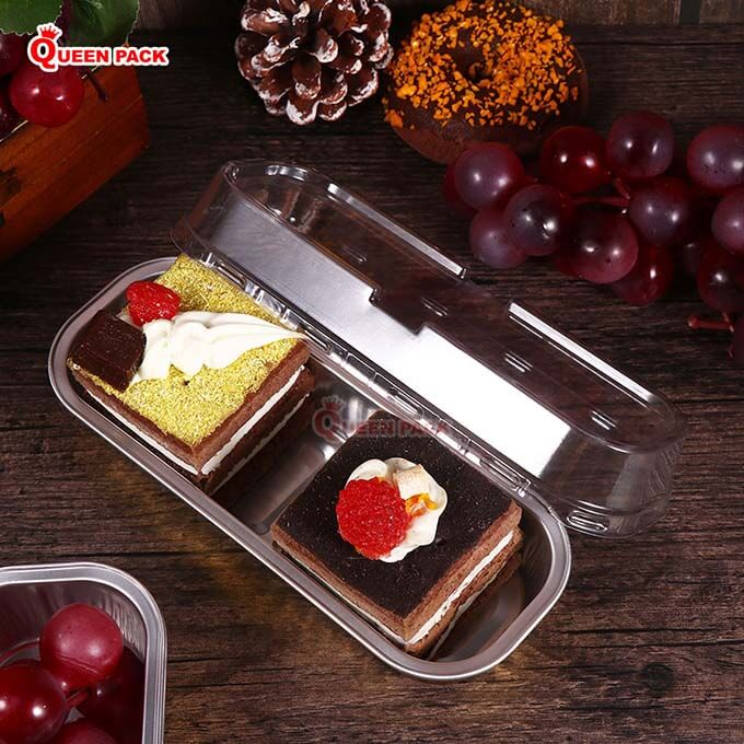khay nhôm chữ nhật nắp nhựa